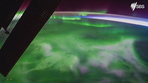 Italian astronaut Paolo Nespoli captured this spectacular footage of the Aurora Borealis moving over North America. | SBS News