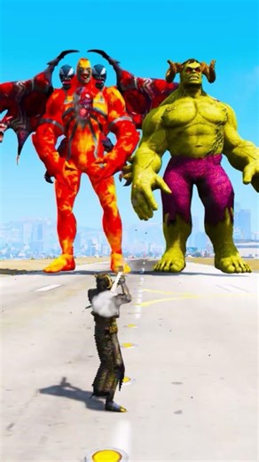 Random Superheroes VS Giant Venom & Revenger Hulk #gtav #shorts #gta