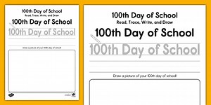 100th Day of School Read, Trace, Write, and Draw Activity