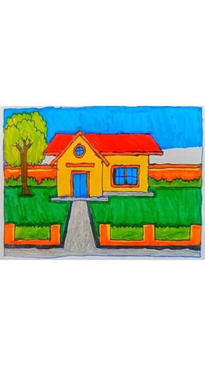 Easy House with Garden Drawing 🏡🌿 Step by Step for Beginners | Beautiful Sketch #gardenart #drawing