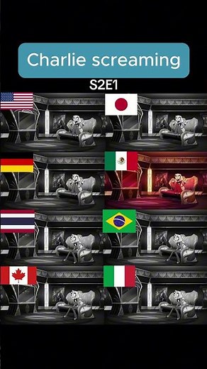 Charlie screaming in different languages