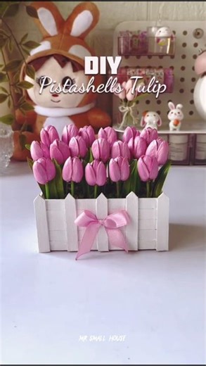 DIY Miniature Tulip With Pista Shells 🌷 | Easy Tiny Craft