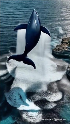 giant blue whale jumping in the ocean with yacht