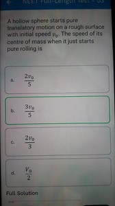 A hollow sphere starts pure translatory motion on a rough surfa... | Filo