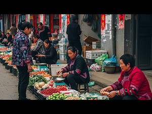 Exploring a Traditional Chinese Village Market | Local Life in China 🇨🇳