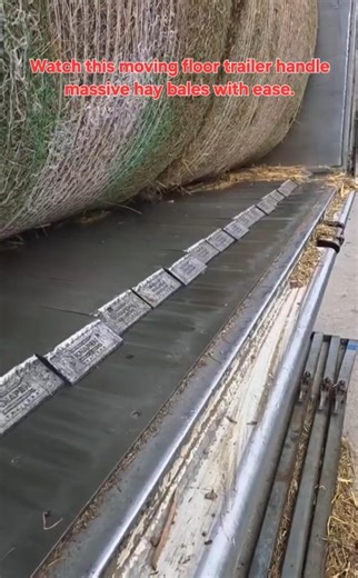 Heavy Duty Moving Floor Trailer Loading Massive Hay Bales | Industrial Farming Solutions