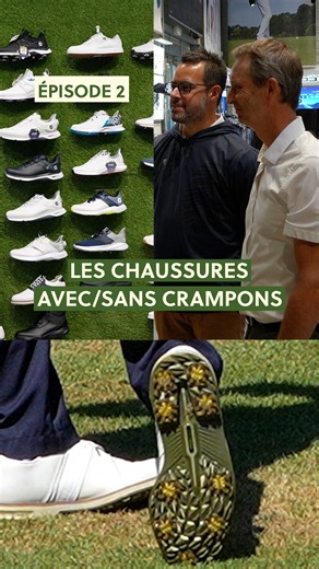Devant le mur des chaussures chez GOLF PLUS - #1depuis1982 à Bordeaux, Benjamin Meaume nous explique les différences entre les modèles. 👟 👉 Chaussures sans crampons (à picots moulés) : souvent plus légères et confortables, parfaites pour marcher longtemps. Elles offrent une bonne accroche sur sol sec ou légèrement humide, mais leur stabilité dépend de la conception de la chaussure et de votre swing. 👉 Chaussures avec crampons : elles maximisent l’adhérence, surtout sur terrain humide ou gras.