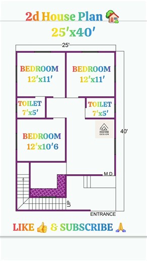2d Home Plan 25'x40'| Indian Home Plan| #homeplan #houseplan #autocadplan #2dplan #floorplan #viral