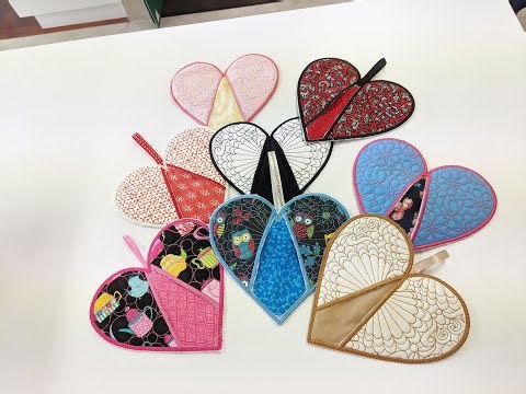 In-the-hoop embroidery via MY DESIGN CENTER: Heart Pot-Holder project available for purchase NOW!