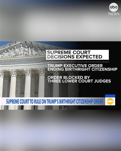58K views · 512 reactions | The Supreme Court is meeting Friday to decide the final six cases of its term, including Pres. Trump's bid to enforce his executive order denying birthright citizenship to U.S.-born children of parents who are in the country illegally. ABC News' Devin Dwyer reports. https://abcnews.visitlink.me/tiI3p8 | ABC News | Facebook