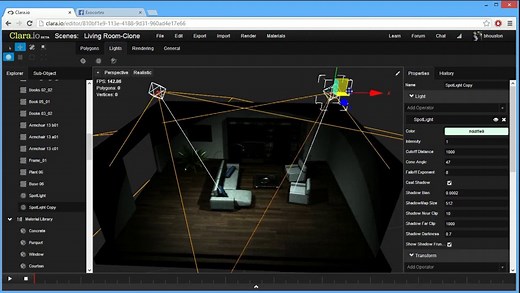 Introduction to Spotlights in Clara.io (3 Minute Tutorial)