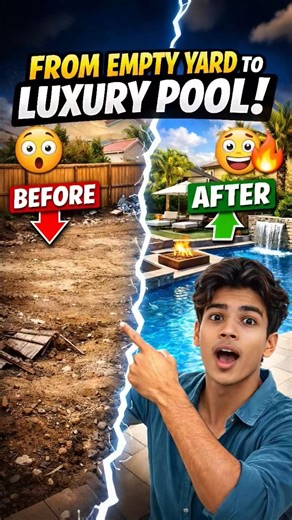 Empty Backyard to Luxury Pool Paradise 🤯 | Backyard Transformation Timelapse #shorts #viral #fyp