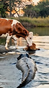 Cow Wasn't Scared of the Crocodile and Showed Who's the Boss here #wildlife It's a wonderful nature See more unforgettable moments of animal rescue 👇👇👇 https://loveanimal.newstodaytv24.com/30/05/ | Blue X Studio Imaginary Animals