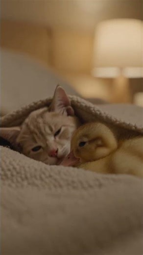 Kitten & Duckling Snuggle 🐱🦆