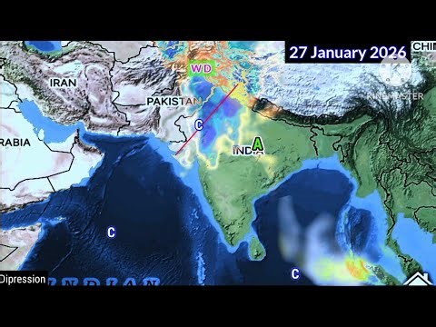 Next 25 Days Weather System Map Update For January 2026 Western Disturbance Cyclonic Circulation.