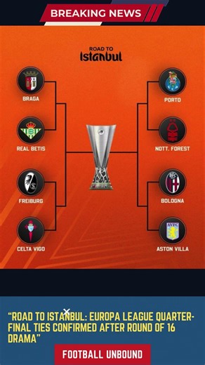 Road to Istanbul Europa League Quarter Final Ties Confirmed After Round of 16 Drama