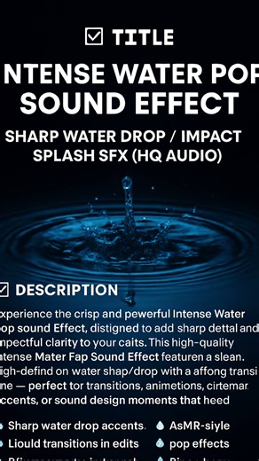 Intense Water Pop Sound Effect – Sharp Water Drop / Impact Splash SFX (HQ Audio)
