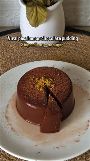 Viral Persimmon Chocolate Pudding 🍫✨3 ingredients | No sugar #viral #shorts #shortvideo #pudding