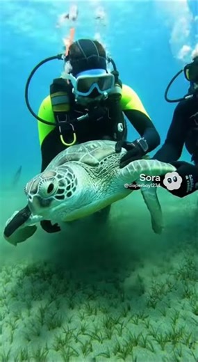 Sea Turtle Freed from Fishing Net | Precise Underwater Rescue
