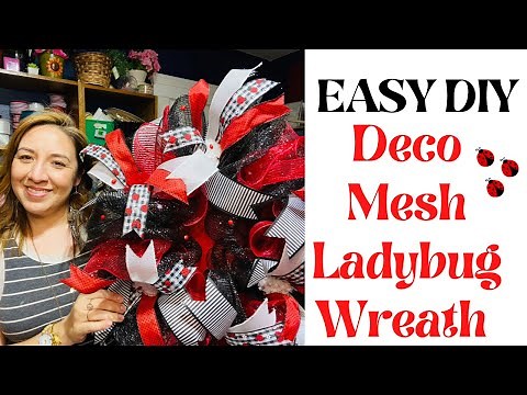 Easy DIY Deco Mesh Ladybug Wreath Tutorial