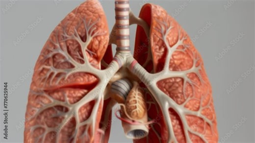 A lifesize model of the respiratory system allowing medical professionals to physically manipulate and study the structures and functions of the lungs.