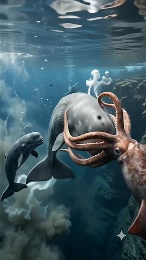 Sperm whale attacks giant squid #deepsea #oceanlife #animalkingdom #wildanimals