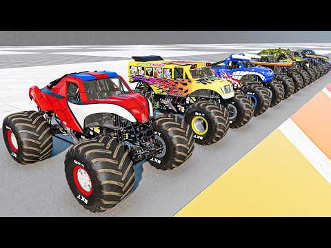 Beam-Monsters Chassis Pack High Speed Downhill Crash Test - Best Mods Monster Trucks