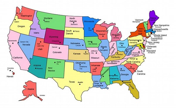 Mapa de Estados Unidos para Imprimir | Político, Físico, Mudo y con Nombres (PDF/JPG)