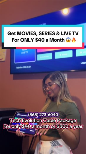 @Tech Evolution Has The Cable Package for You… No more expensive bills to pay again…. Get MOVIES, SERIES & 20,000 Live TV Channels for only $40ttd a month or $300 a year 😱🔥 Pay $25 only a month with you take the $300 a year package 🤯‼️ Contact them on WhatsApp: 1 (868) 273-6040 All Social Medias: @TechEvolution #tv #techevolution #cable #trinidad #johnnyj #fyp #foryoupage #movies #series