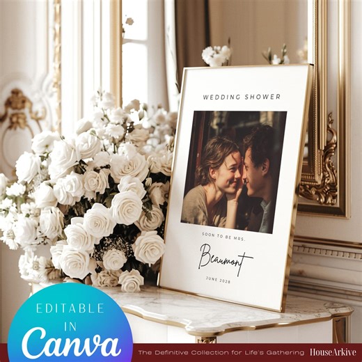 Wedding Shower Welcome Sign Template | Custom Photo Bridal Poster | Instant Download - Etsy