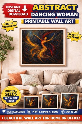 Abstract Dancing Woman Art Print, Expressionist Wall Decor (digital Download) - Etsy