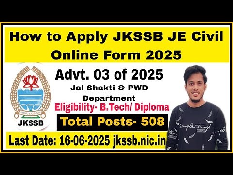 JKSSB JE Civil 2025 | How to Apply Online for JKSSB Advt 03 of 2025 | Step-by-Step Form Filling |