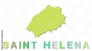 Saint Helena map with paper regions. Animated island map growing from regions and title letters falling down. Superb 4k animation.