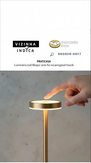 👉🏼 PRATICASA Luminária Led Abajur sem fio recarregável touch