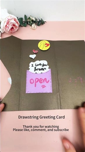 DIY Drawstring Greeting Card #diy #shorts #handmade