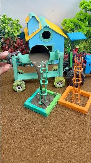 DIY Mini Tractor Making Cement Water Tank 🚜 #shorts