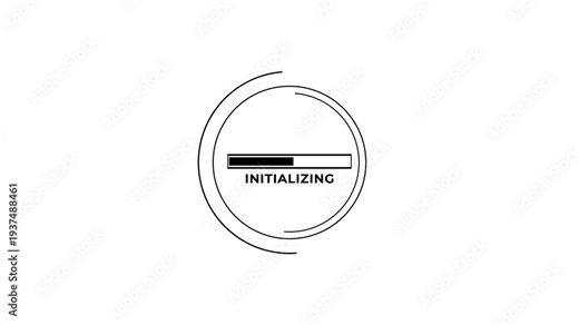Initializing loading animation progress bar circle with loading bar and text loading screen startup process digital concept