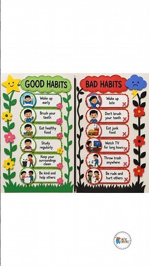 Good Habits and Bad Habits Chart | Easy School Project | Printable Pocket Chart | DIY Paper Craft