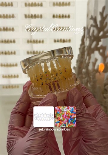 Crystal Creations | Part 2 🍭✨ For this series, I’ll be creating & recreating some of my favourite tooth gem sets ~ from custom designs to iconic looks I absolutely love 🤍 Today’s set is inspired by yum 😛 This design features ss3 crystals in the most delicious shades to mimic the look of sprinkles 🧁 Products used~ ~ Island Smiles Luxury Tooth Crystals ~ Island Smiles Wax Tipped Applicators (pink) ~ Island Smiles GemStick ~ Island Smiles Blue Etch Pre-bent Syringe Tip ~ Island Smiles Adhesive 