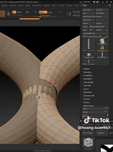Easiest way create Braid hair #zbrush #3d