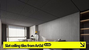 Art3d 6-Pack Slat Design 3D Wall Panels for Interior Wall Decor, 2x4 FT PVC Decorative Drop Ceiling Tiles - Black