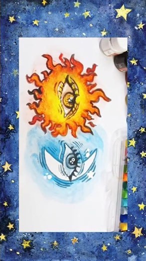 “Sun & Moon Eye Drawing 🌞🌙 | Satisfying Aesthetic Art ✨”#shorts