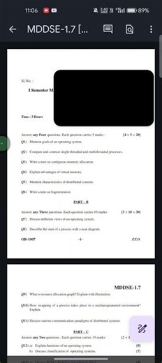 KARNATAKA STATE OPEN UNIVERSITY MSC DATA SCIENCE SEM-1 OPERATING SYSTEM QUESTION PAPER 2024