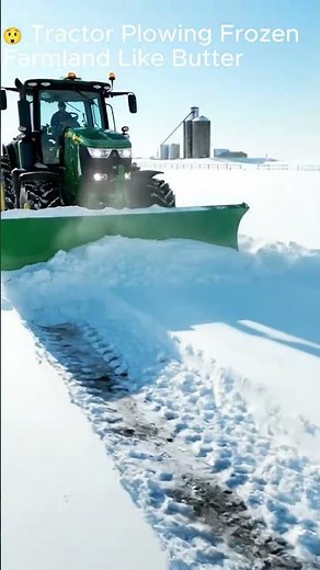 Heavy Tractor Plowing Snowy Farmland