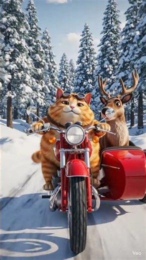 Santa’s Reindeer Found a New Driver... 😹 #shortsfeed #shortvideo #catvideos