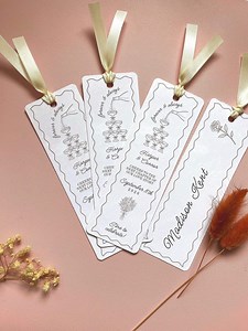 Personalized Wedding Bookmark Favours: Custom Guest Name Place Card, Hand-drawn - Etsy