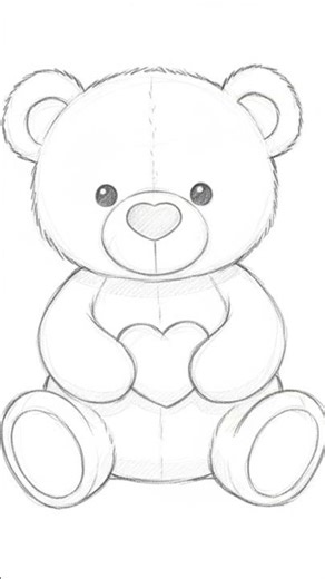 Easy Teddy Bear Sketch 🧸 | Simple Drawing for Kids ✏️ #shorts #youtubeshorts #art #trending #viral