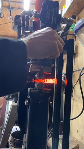 This worked so much better than I expected. Still haven’t tested it with Damascus, but I’m optimistic after this test. Making a primitive utensil set. This was for the spoon, drawing out 3/4” rebar. | Beinhöfen Forge