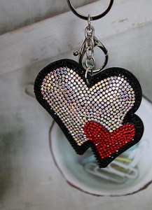 Sparkling Rhinestone Heart Keychain - Etsy