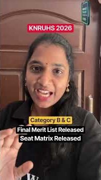 KNRUHS 2026 Category B & C: Final Merit List & Seat Matrix Released | MBBS & BDS | PW NEET Telugu